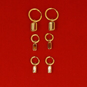 Oorring met Rechthoekige Hanger van Edelstenen • Brown Agate