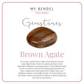 Oorring met Rechthoekige Hanger van Edelstenen • Brown Agate
