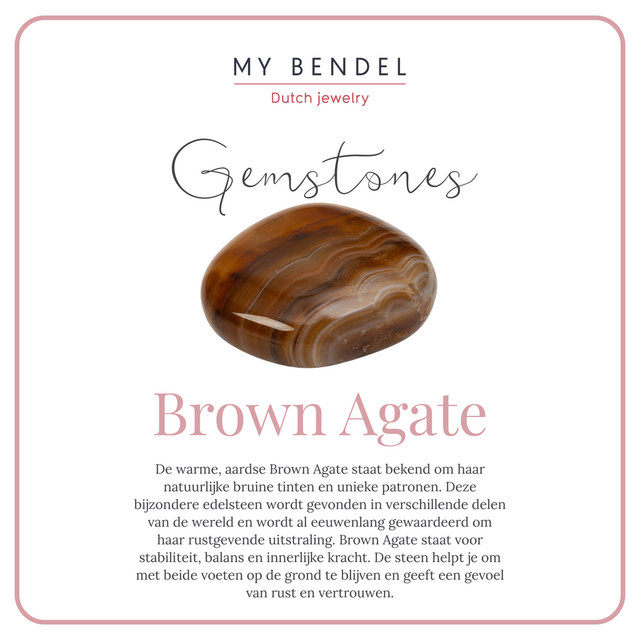 Oorring met Rechthoekige Hanger van Edelstenen • Brown Agate