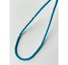 Natuursteen Kralen Blauw Turkoois Ketting Met 18k Verguld Roestvrij Staal Kleurrijke Heishi Sieraden