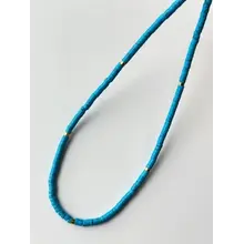 Natuursteen Kralen Blauw Turkoois Ketting Met 18k Verguld Roestvrij Staal Kleurrijke Heishi Sieraden