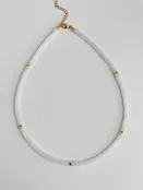 Natuursteen Witte Jade Kralen Ketting Met 18k Verguld Roestvrij Staal Kleurrijke Heishi Sieraden