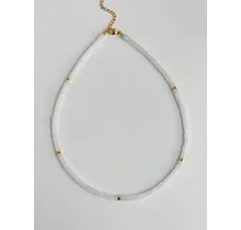 Natuursteen Witte Jade Kralen Ketting Met 18k Verguld Roestvrij Staal Kleurrijke Heishi Sieraden