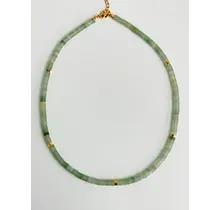 Natuursteen Groene Aventurijn Kralen Ketting Met 18k Verguld Roestvrij Staal Kleurrijke Heishi Sieraden