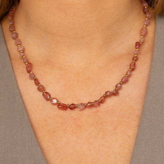 Edelstenen Ketting met Organische Vormen • Berry Quartz