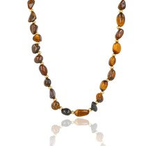 Edelstenen Ketting met Organische Vormen • Tiger Eye