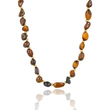 Edelstenen Ketting met Organische Vormen • Tiger Eye