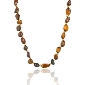 Edelstenen Ketting met Organische Vormen • Tiger Eye
