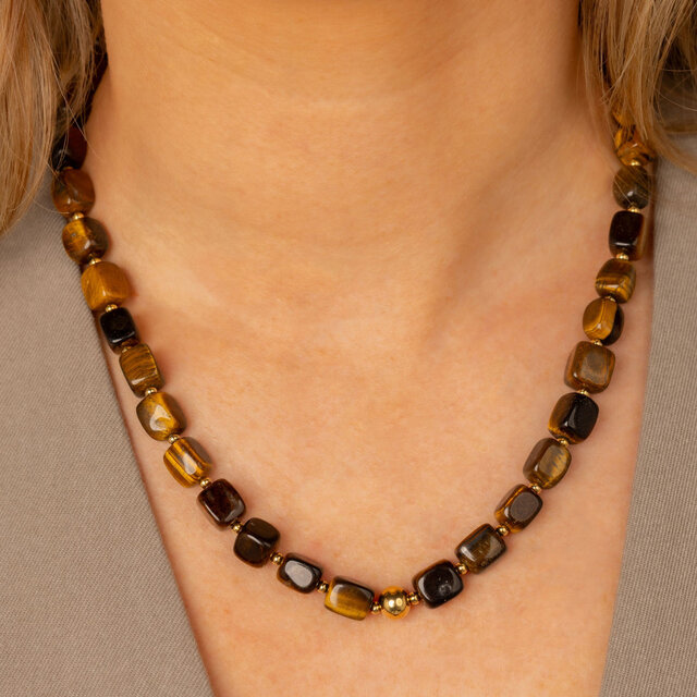 Bold Ketting met Edelstenen • Tiger Eye