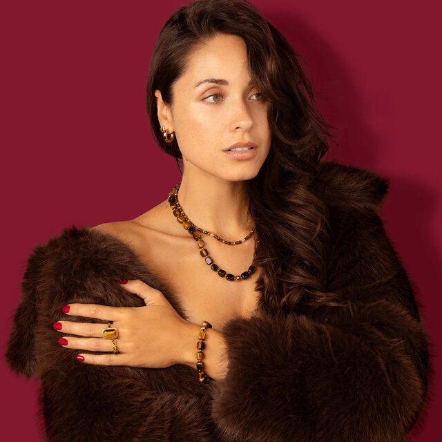 Bold Ketting met Edelstenen • Tiger Eye