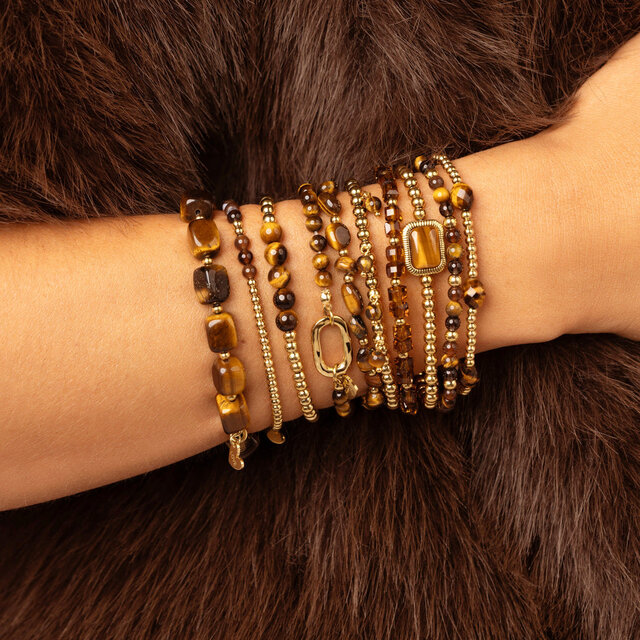 Bold Armband met Edelstenen • Tiger Eye