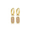 My Bendel Gouden Oorring met Rechthoekige Hanger van Rose Quartz