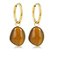 My Bendel Gouden Oorring met Tiger Eye Hanger in Organische Vorm