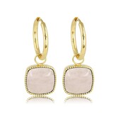 Stralende Gouden Oorring met Majestueuze Rose Quartz