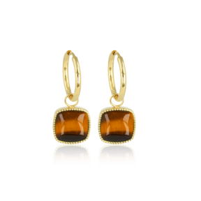Oorbellen met Tiger Eye hanger