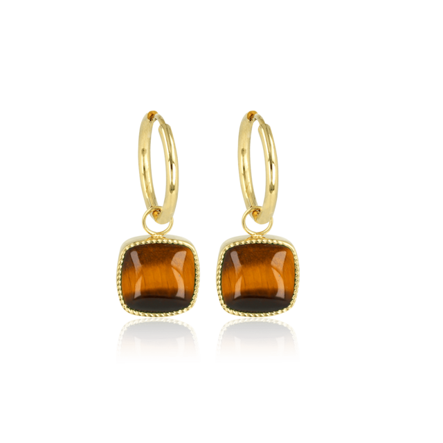 Oorbellen met Tiger Eye hanger