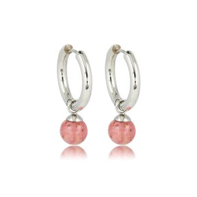 Rhodonite Zilveren Oorringen: Elegantie in Balans