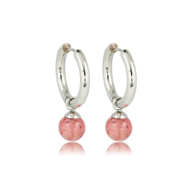 Rhodonite Zilveren Oorringen: Elegantie in Balans