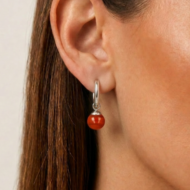 Red Aventurine Zilveren Oorringen: Natuurlijke Elegantie