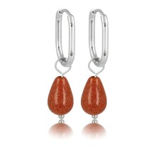 Zilveren Ovaal & Gold Sandstone Oorhanger