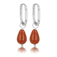 Zilveren Ovaal & Gold Sandstone Oorhanger
