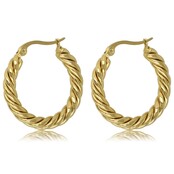 Elegante Gedraaide Gouden Oorring 25x3 mm