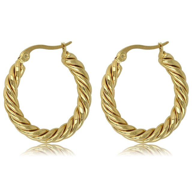 Elegante Gedraaide Gouden Oorring 25x3 mm