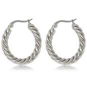 Elegante Gedraaide Zilveren Oorring 25x3 mm