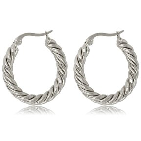 Elegante Gedraaide Zilveren Oorring 25x3 mm