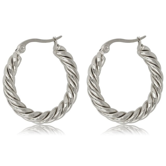 Elegante Gedraaide Zilveren Oorring 25x3 mm