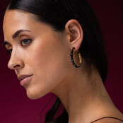 Gouden Hoops met Zwarte Bamboo Look