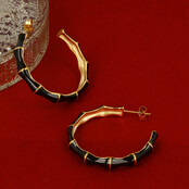 Gouden Hoops met Zwarte Bamboo Look