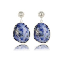 Zilveren Oorbel met Lapis Lazuli Ronde Hanger
