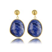 Gouden Oorbel met Lapis Lazuli Ronde Hanger
