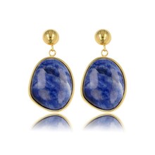 Gouden Oorbel met Lapis Lazuli Ronde Hanger