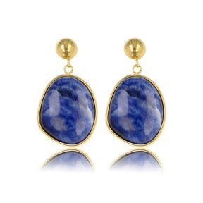 Gouden Oorbel met Lapis Lazuli Ronde Hanger