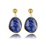 My Bendel Gouden Oorbel met Lapis Lazuli Ronde Hanger