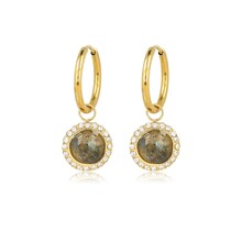 Elegante Oorbellen met Edelsteen & Zirkonia • Labradorite