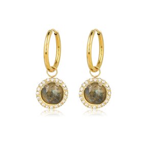Elegante Oorbellen met Edelsteen & Zirkonia • Labradorite