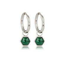 Zilveren Zeshoek Oorbellen met Malachite