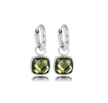 Elegante Zilveren Oorringen met Groene Glassteen