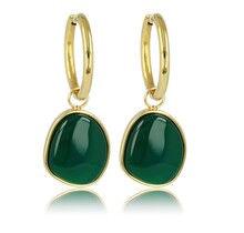 Gouden Oorring met Unieke Green Agate Hanger
