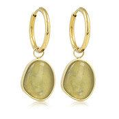 Gouden Oorring met Green Fluorite Hanger in Organische Vorm
