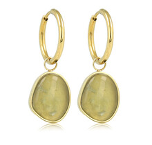 Gouden Oorring met Green Fluorite Hanger in Organische Vorm