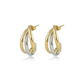 Oorbellen bicolor gedraaid – staal en goud