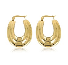 Gouden Ovale Ribbel Oorbellen - Speelse Elegantie 25mm
