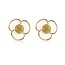 My Bendel Stralende Gouden Oorsteker met Witte Epoxy Bloemendetail