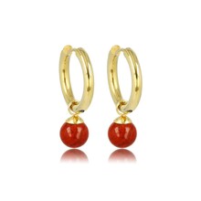 Gouden Oorringen met Red Aventurine Hanger