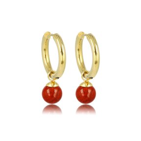 Gouden Oorringen met Red Aventurine Hanger
