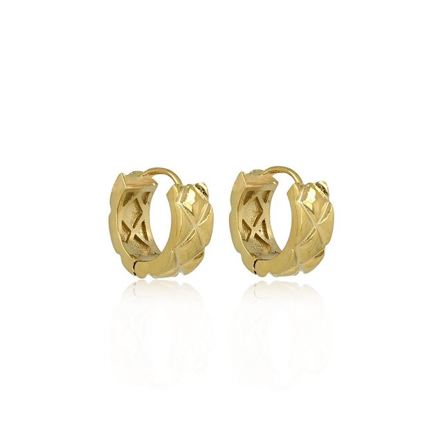 Elegante Gouden Oorringen met Uniek Patroon